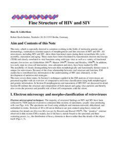 Fine Structure of HIV and SIV Hans R. Gelderblom Robert Koch-Institut, Nordufer 20, D[removed]Berlin, Germany