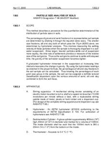 Chemistry / Technology / Science / Measuring instruments / Sieve analysis / Hydrometer / Particle-size distribution / Gravity / Specific gravity / Brewing / Chemical engineering / Geotechnical engineering