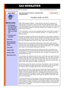 SAA NEWSLETTER Our Web Site: www.sleepapnea-act.org.au AprilEmail: 