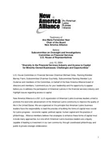 Financial markets / Private equity / Venture capital / Wells Fargo / Citigroup / Latino Community Foundation / Florida Minority Supplier Development Council / Financial economics / Finance / Investment