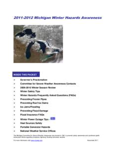 [removed]Michigan Winter Hazards Awareness  INSIDE THIS PACKET   Governor’s Proclamation