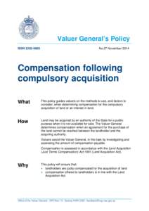 Compensation following compulsory acquisition