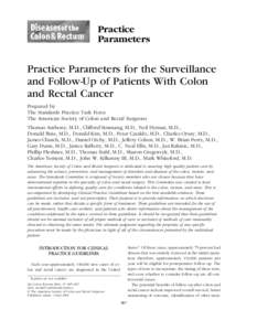 Practice Parameters for the Surveillance and Follow-Up of Patients With Colon and Rectal Cancer