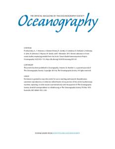 Oceanography The Official Magazine of the Oceanography Society CITATION Proshutinsky, A., Y. Aksenov, J. Clement Kinney, R. Gerdes, E. Golubeva, D. Holland, G. Holloway, A. Jahn, M. Johnson, E. Popova, M. Steele, and E. 