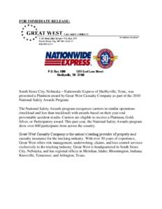 FOR IMMEDIATE RELEASE:  Nationwide Express