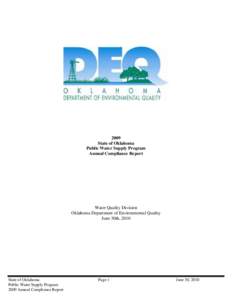 2009 State of Oklahoma Public Water Supply Program Annual Compliance Report  Water Quality Division