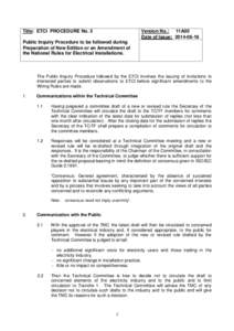 Title: ETCI PROCEDURE No. 5  Version No.: 11A00 Date of Issue: Public Inquiry Procedure to be followed during