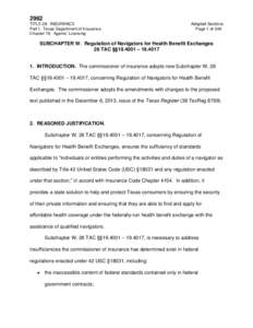 2962 TITLE 28. INSURANCE Part I. Texas Department of Insurance Chapter 19. Agents’ Licensing  Adopted Sections