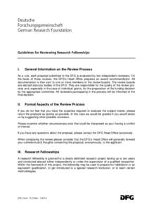 Deutsche Forschungsgemeinschaft German Research Foundation Guidelines for Reviewing Research Fellowships