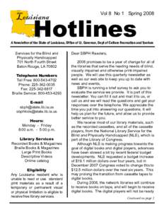 Louisiana  Vol 8 No 1 Spring 2008 Hotlines