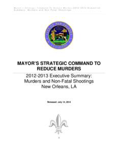 Mayor’s Strategic Command To Reduce Murders2012-2013 Executive Summary: Murders and Non-Fatal Shootings MAYOR’S STRATEGIC COMMAND TO REDUCE MURDERS[removed]Executive Summary: