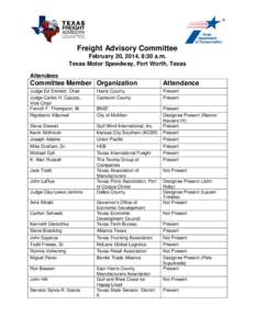 Texas Freight Advisory Committee Meeting - February 20, 2014