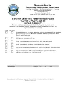 Skamania County  Community Development Department Building/Fire Marshal Environmental Health Planning