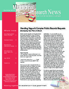 Municipal  Research News Summer 2013