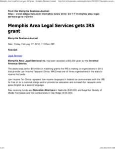 Memphis Area Legal Services gets IRS grant - Memphis Business Journal