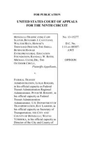 United States / Hawaii / Honolulu County /  Hawaii / Honolulu / Environmental impact statement / Federal Transit Administration / National Environmental Policy Act / United States Department of Transportation / Kapolei /  Hawaii / Impact assessment / Transportation in the United States / Public transportation in the United States