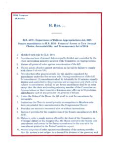 113th Congress 2d Session H. Res.  H.R[removed]Department of Defense Appropriations Act, 2015