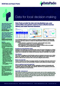 OCSI Data and Report Packs  Data for local decision-making “Data Packs help us greatly reduce the time taken to gather data which inform