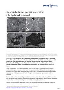 Research shows collision created Chelyabinsk asteroid