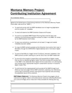 Montana Memory Project: Contributing Institution Agreement