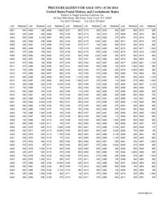 PRICES REALIZED FOR SALE[removed] United States Postal History and Confederate States Robert A. Siegel Auction Galleries, Inc.