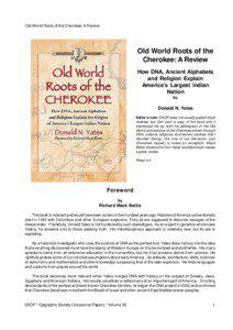 C:�uments and Settings�inistrator�ktop�k on ESOP�ume 30�ald Yates� World Roots of the Cherokees -- A Review.pmd