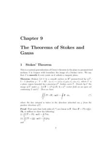 Chapter 9 The Theorems of Stokes and Gauss 1  Stokes’ Theorem