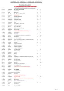 AUSTRALIAN CINEMAS RELEASE SCHEDULE W/C July 24th 2014 ALL FILMS MARKED 3D ARE ALSO IN 2D UNLESS MARKED 3D ONLY FOR FILM INFORMATION LOG ON TO 