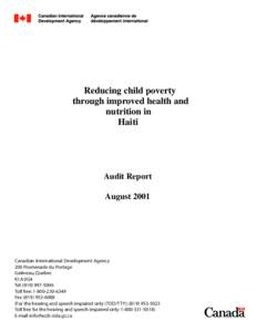 Reducing child poverty through improved health and nutrition in Haiti  Audit Report