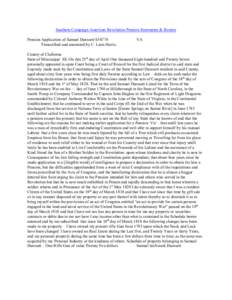 Southern Campaign American Revolution Pension Statements & Rosters Pension Application of Samuel Durosett S34778 Transcribed and annotated by C. Leon Harris. VA