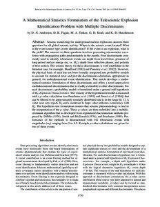 Bulletin of the Seismological Society of America, Vol. 97, No. 5, pp. 1730–1741, October 2007, doi: [removed][removed]A Mathematical Statistics Formulation of the Teleseismic Explosion
