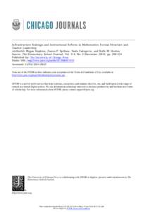 Infrastructure Redesign and Instructional Reform in Mathematics: Formal Structure and Teacher Leadership