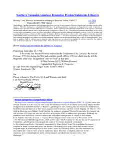 Southern Campaign American Revolution Pension Statements & Rosters Bounty Land Warrant information relating to Bezeled Norris VAS427 Transcribed by Will Graves vsl 2VA[removed]