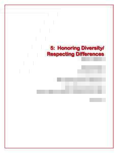 5: Honoring Diversity/ Respecting Differences Words of Wisdom The Three Sisters Stereotypes Labels Myths & Misconceptions Statements