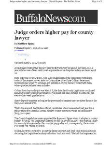 Judge orders higher pay for county lawyer - City & Region - The Buffalo News  Page 1 of 3