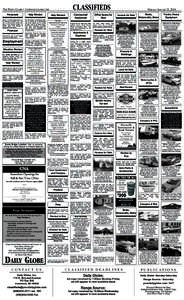 CLASSIFIEDS  the daily globe • yourdailyglobe.com Personals  Help Wanted