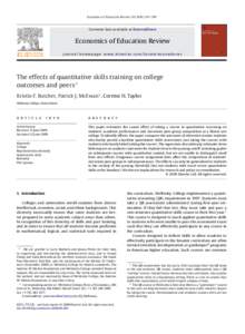 The effects of quantitative skills training on college outcomes and peers