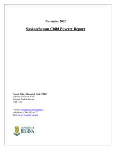 Update on Child Poverty in Saskatchewan and in Canada for the Year 2000