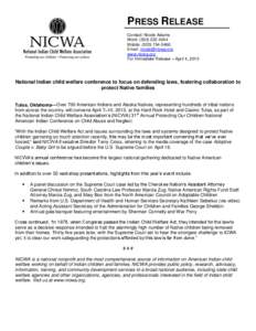 PRESS RELEASE Contact: Nicole Adams Work: ([removed]Mobile: ([removed]Email: [removed] www.nicwa.org