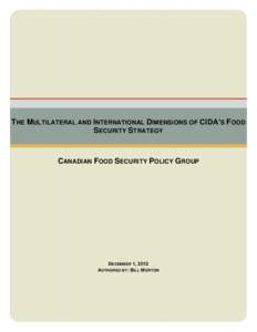 The Multilateral and International Dimensions of CIDA’s Food Security Strategy