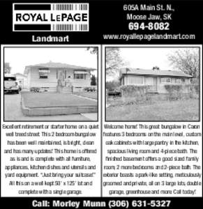 605A Main St. N., Moose Jaw, SK Landmart  Excellent retirement or starter home on a quiet