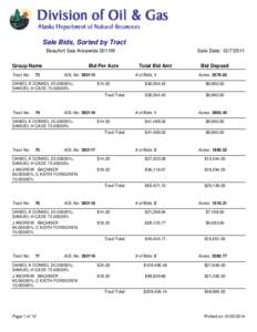 Sale Bids, Sorted by Tract Beaufort Sea Areawide 2011W Group Name Tract No:  73