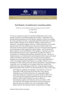 Paul Hasluck: An intellectual in Australian politics