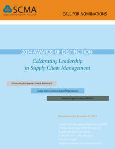CALL FOR NOMINATIONS[removed]AWARDS OF DISTINCTION Celebrating Leadership in Supply Chain Management Outstanding Achievement Award (Individual)