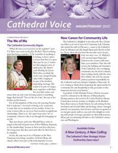 Cathedral Voice	 A monthly newsletter from Washington National Cathedral A Word from the Dean The We of Me