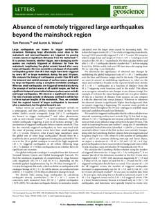 Absence of remotely triggered large earthquakes beyond the mainshock region