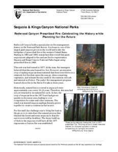 National Park Service U.S. Department of the Interior Sequoia & Kings Canyon National Parks