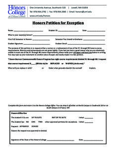    	
   Honors	
  Petition	
  for	
  Exception	
   	
  