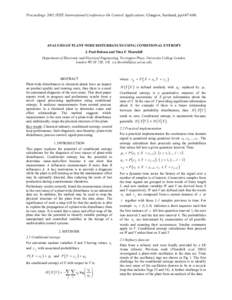 Proceedings 2002 IEEE International Conference On Control Applications, Glasgow, Scotland, pp[removed]ANALYSIS OF PLANT-WIDE DISTURBANCES USING CONDITIONAL ENTROPY J. Paul Dobson and Nina F. Thornhill Department of Ele