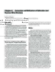 Chapter 6.  Extraction and Utilization of Saltcedar and Russian Olive Biomass By Dennis P. Dykstra1 1  USDA Forest Service, Pacific Northwest Research Station, 620 SW Main Street, Suite 400, Portland, OR 97205.